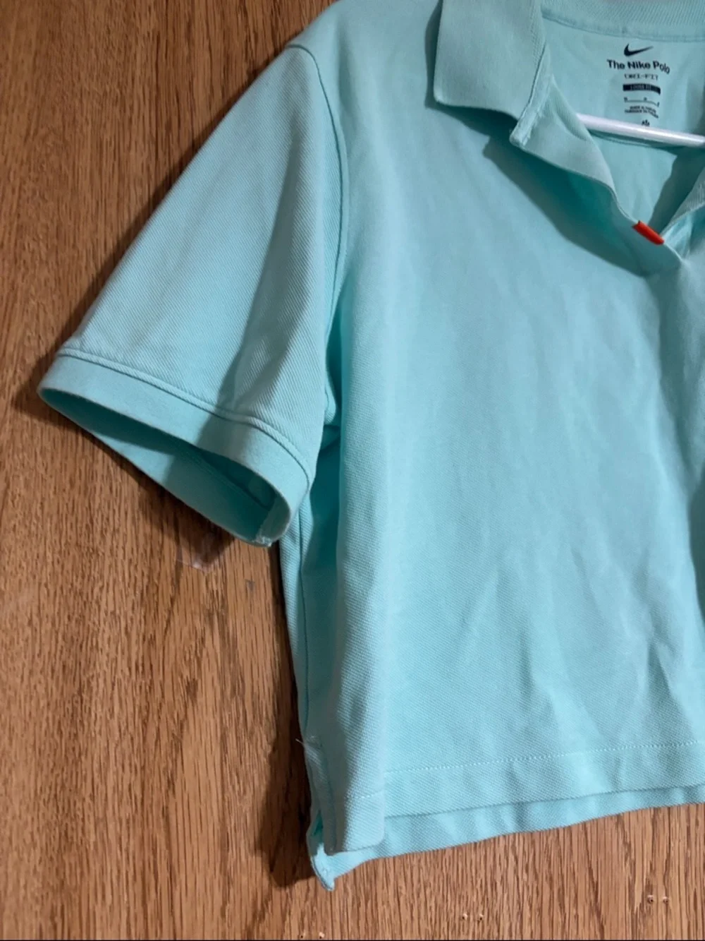 Nike Mint Green Cropped Polo Top